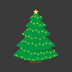 Christmas tree decorated with colorful garlands.  Christmas tree.