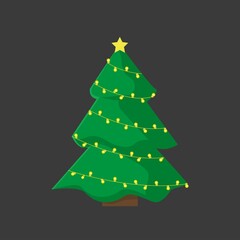 Christmas tree decorated with colorful garlands.  Christmas tree.