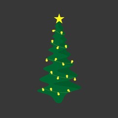 Christmas tree decorated with colorful garlands.  Christmas tree.