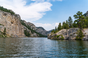 Fototapeta premium Missouri River near Helena, MT on a cloudy summer day - Gates of the Mountains Wilderness Area - Helena-Lewis and Clark National Forest