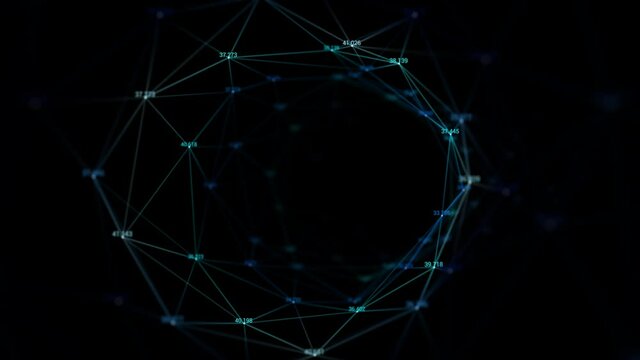 PNG Alpha.Net connection Hi speed internet, transfering data NFT HUD. Titles and logo template. Seamless digital Plexus Tunnel zoom in animation.Looping abstract technology background.Geometric lines