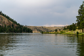 Obraz premium Missouri River near Helena, MT on a cloudy summer day - Gates of the Mountains Wilderness Area - Helena-Lewis and Clark National Forest