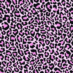 Pink vector print leopard. seamless print of leopard skin. pattern of animal skins for clothing or print. feline family  - obrazy, fototapety, plakaty