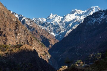 Fototapeta na wymiar Himalaya, panoramic view of Indian Himalayas mountains
