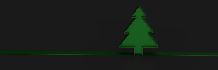abstract christmas tree ribbon ball 3d rendering
