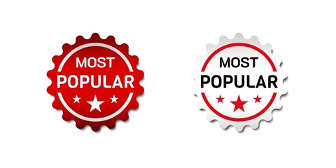 Obraz premium Most Popular Label Sticker. For commercial red offer product label. With star symbol. Premium and luxury vector illustration design