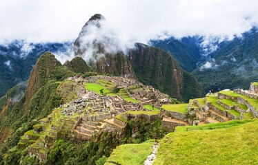 Fototapeta premium Machu Picchu inca ruins town near Cuzco or Cusco Peru