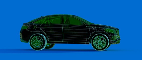 3d rendering of autonomous electric car