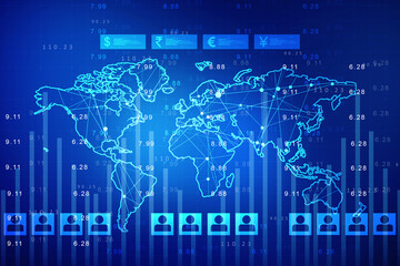 2d rendering Stock market online business concept. business Graph 