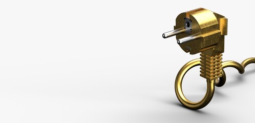 Electrical power cable. Object is isolated on white background