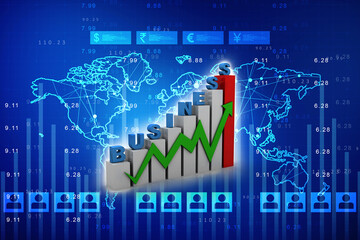 3d rendering Stock market online business concept. business Graph 