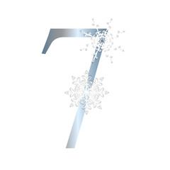 Digit with snowflakes. Winter style. Vector illustration.