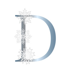 Alphabet  winter style. Letter with snowflakes.  Vector illustration.