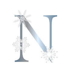 Alphabet  winter style. Letter with snowflakes.  Vector illustration.
