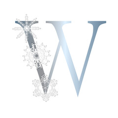 Alphabet  winter style. Letter with snowflakes.  Vector illustration.