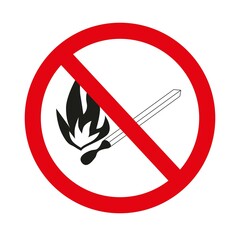 prohibition sign of a lit match. it is forbidden to make a fire