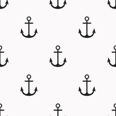  Seamless sea anchor. Geo design with trendy circle shapes. Geometric black circles with polka dots on a white background. Ocean theme. Ideal for fashion, textile design, decor and fabrics.