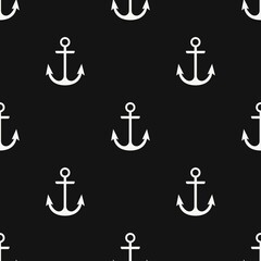  Seamless sea anchor. Geo design with trendy circle shapes. Geometric black circles with polka dots on a white background. Ocean theme. Ideal for fashion, textile design, decor and fabrics.