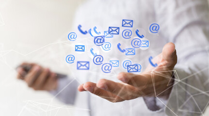 Approved email and spam message displayed on a futuristic interface