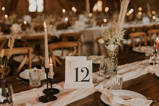 wedding table setting with candles