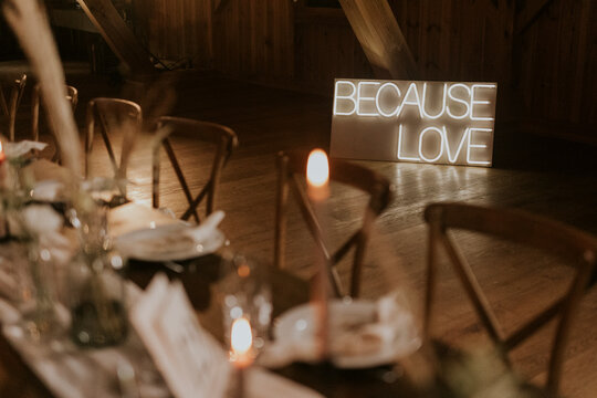because love neon sign boho wedding decoration