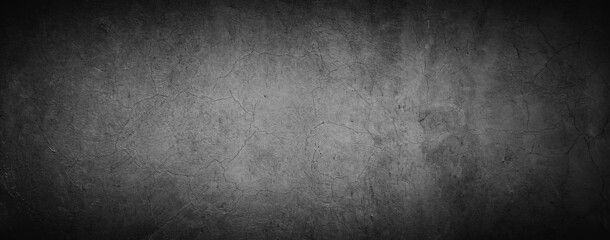 dark black grunge abstract concrete wall texture background, panoramic background
