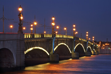 Trinity bridge across Neva river in Saint Petersburg. Russia