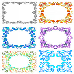 mix of decorative colored frames, hand-drawn in pastel colors, unique drawing technique, original ornaments in oriental traditional style, design of cards, posters, banners