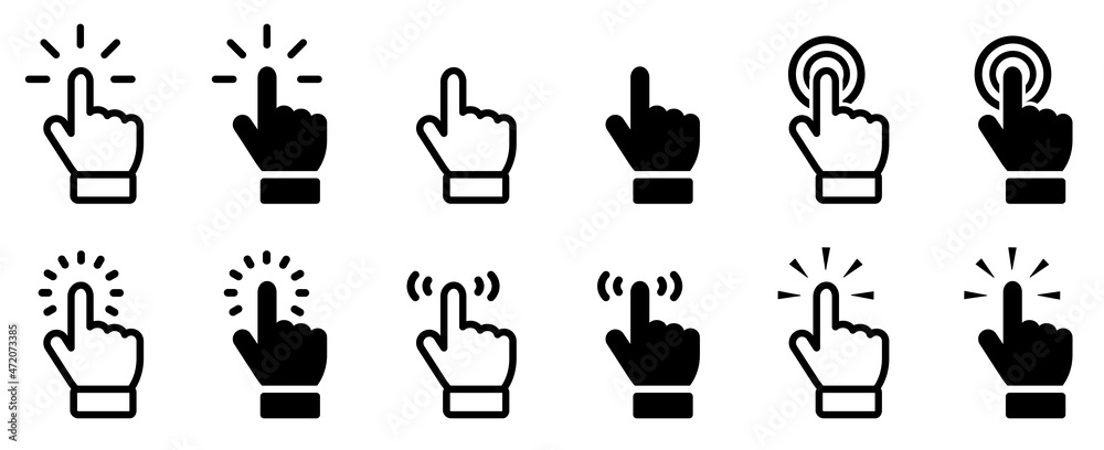 Poster set of pointer cursor computer mouse icons. hand cursor icons click. vector illustration.