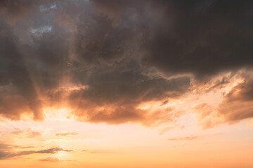 Fototapeta na wymiar Sunset Sunrise. Natural Bright Dramatic Sky In Different Colours