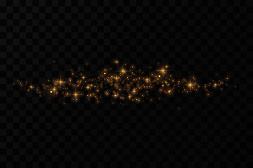 Gold particles. Light effect. Gold dust. background decoration.