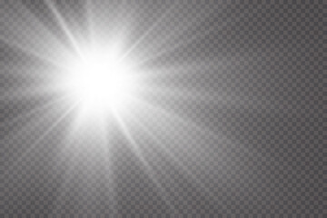 Glow effect. Star sparkles on a transparent background. Vector illustration. the sun