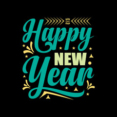 Happy New Year T-shirt, Typography quotes, Happy new year typography quotes