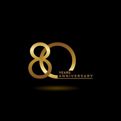 80th anniversary logotype. Golden anniversary celebration emblem design for booklet, leaflet, magazine, brochure poster, web, invitation or greeting card. Vector illustrations. EPS 10