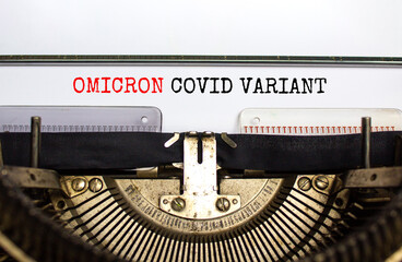 Covid-19 new omicron virus variant symbol. Concept words Omicron covid variant typed on retro...
