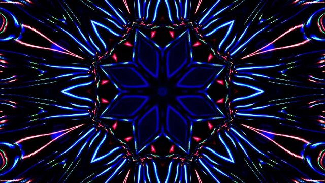 Beautiful abstract kaleidoscope that shines, a radiant light that regulates the subtle movements	
