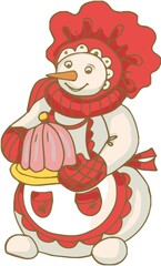 snowman new year christmas graphic hand-drawn illustration. cute baby coloring print
