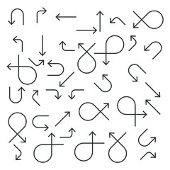 Vector sign of the black hand draw arrow symbol is isolated on a white background. black hand draw arrow icon color editable.