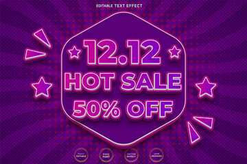 12 12 hot sale 3d editable text effect Premium Vector with background and banner