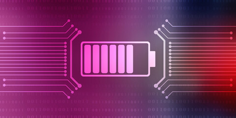 2d rendering Electrical energy and power supply source concept, accumulator battery with charging level indicator