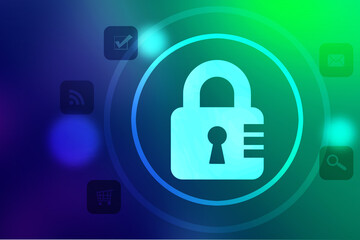 2d illustration Safety concept: Closed Padlock on digital background