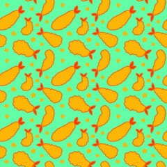 Tempura Fried shrimp pattern japanese style vector seamless wallpaper background