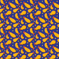 Tempura Fried shrimp pattern japanese style vector seamless wallpaper background