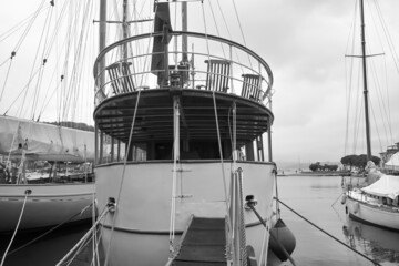 aft part of a old yacht in le grazie harbour ,la spezia italy
