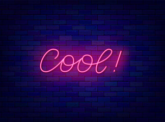 Cool neon lettering. Inspiration phrase. Light calligraphy. Glowing quote. Editable stroke. Vector stock illustration