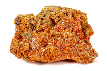 Macro stone mineral Wulfenite on a white background