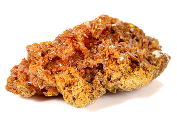 Macro stone mineral Wulfenite on a white background