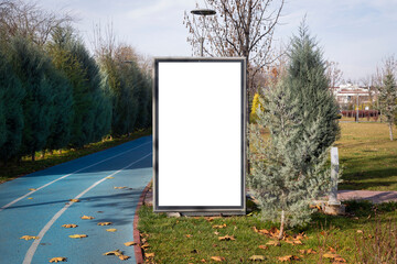 Blank billboard in the public park