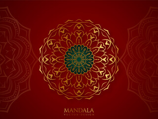 Elegant background with gold luxury floral pattern texture and traditional arabian mandala concept, use for islamic ramadan banner design, business card greeting card, and poster design vector eps10