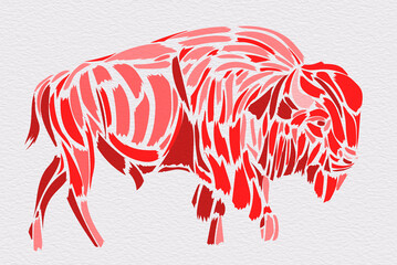 abstract digital illustration with silhouette of a bison